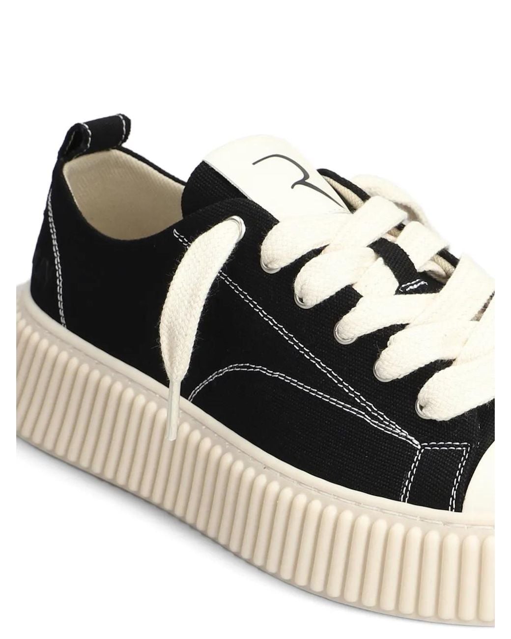 Rhun Black Treble Lace-Up Canvas Sneakers