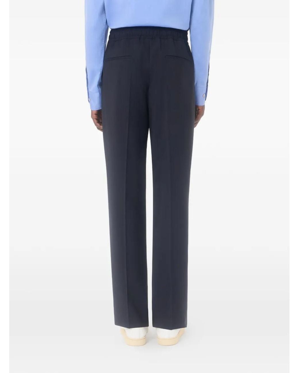 Valentino Garavani Blue Wool Pants With Vlogo Embroidery for men