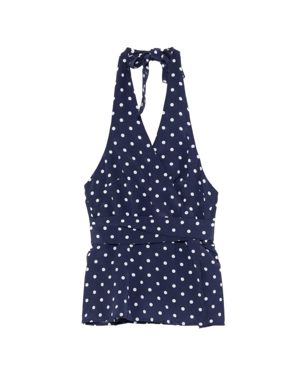 P.A.R.O.S.H. Blue Polka-Dot Halter Top