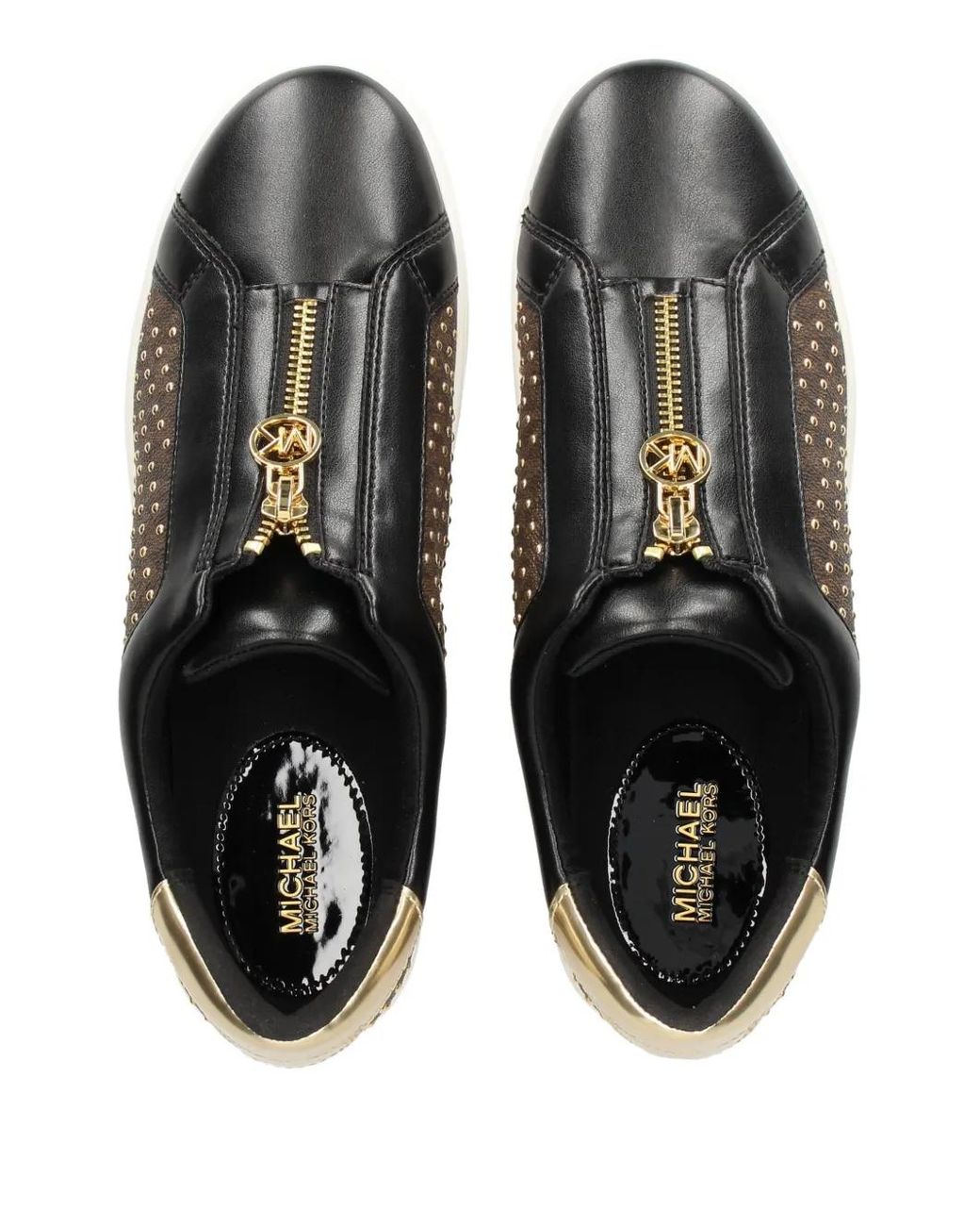 MICHAEL Michael Kors Black Keaton Zipped Studded Sneakers