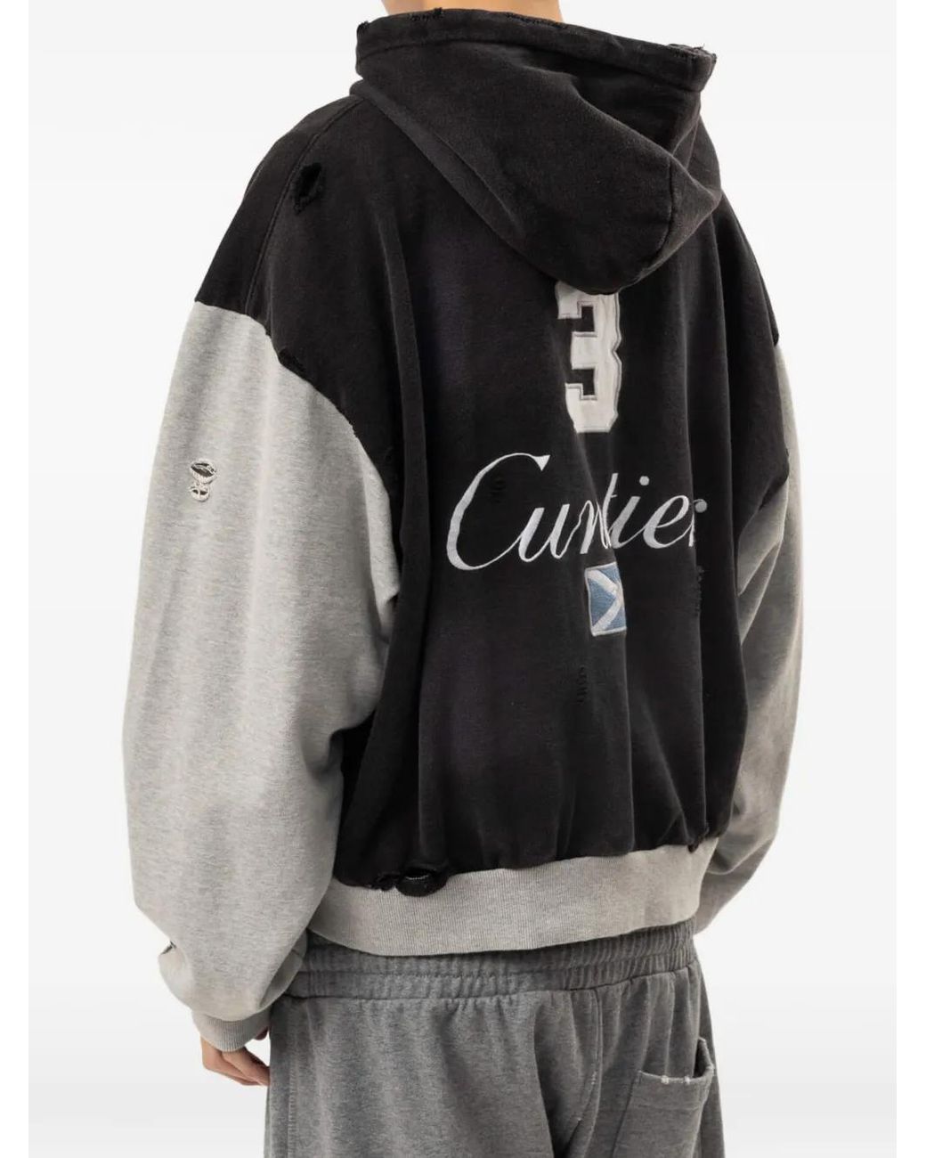 Protocol Index Black Cuntier Distressed Panelled Hoodie for men