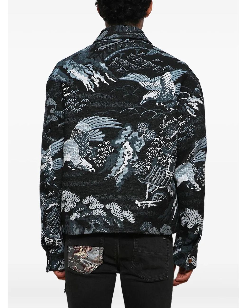 Amiri Black Crane Tapestry Jacket for men