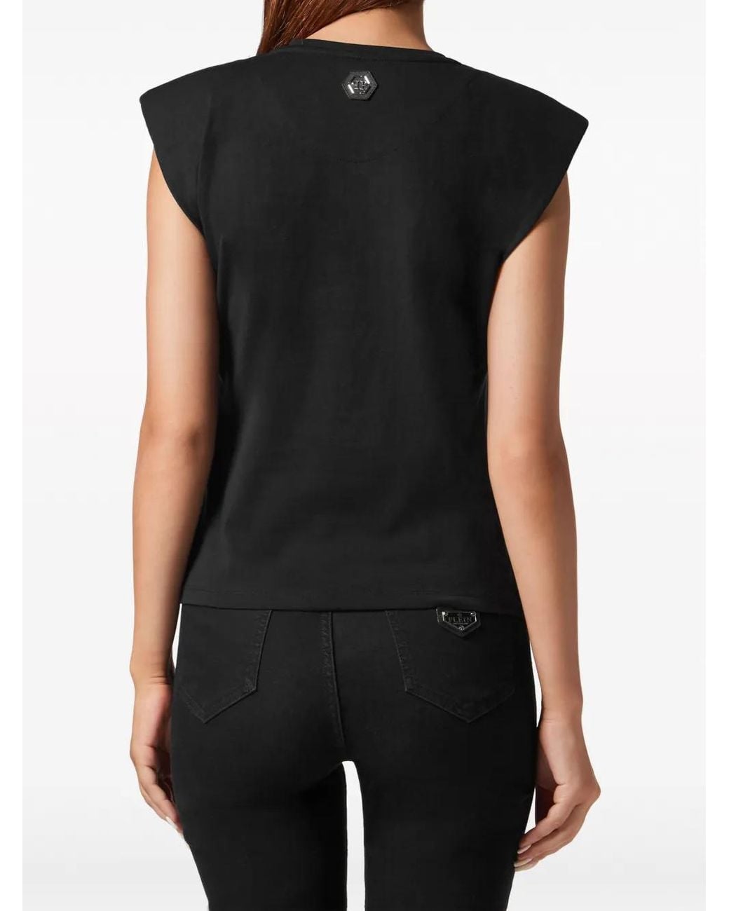 Philipp Plein Black Pure Crystals-Embellished Sleeveless T-Shirt