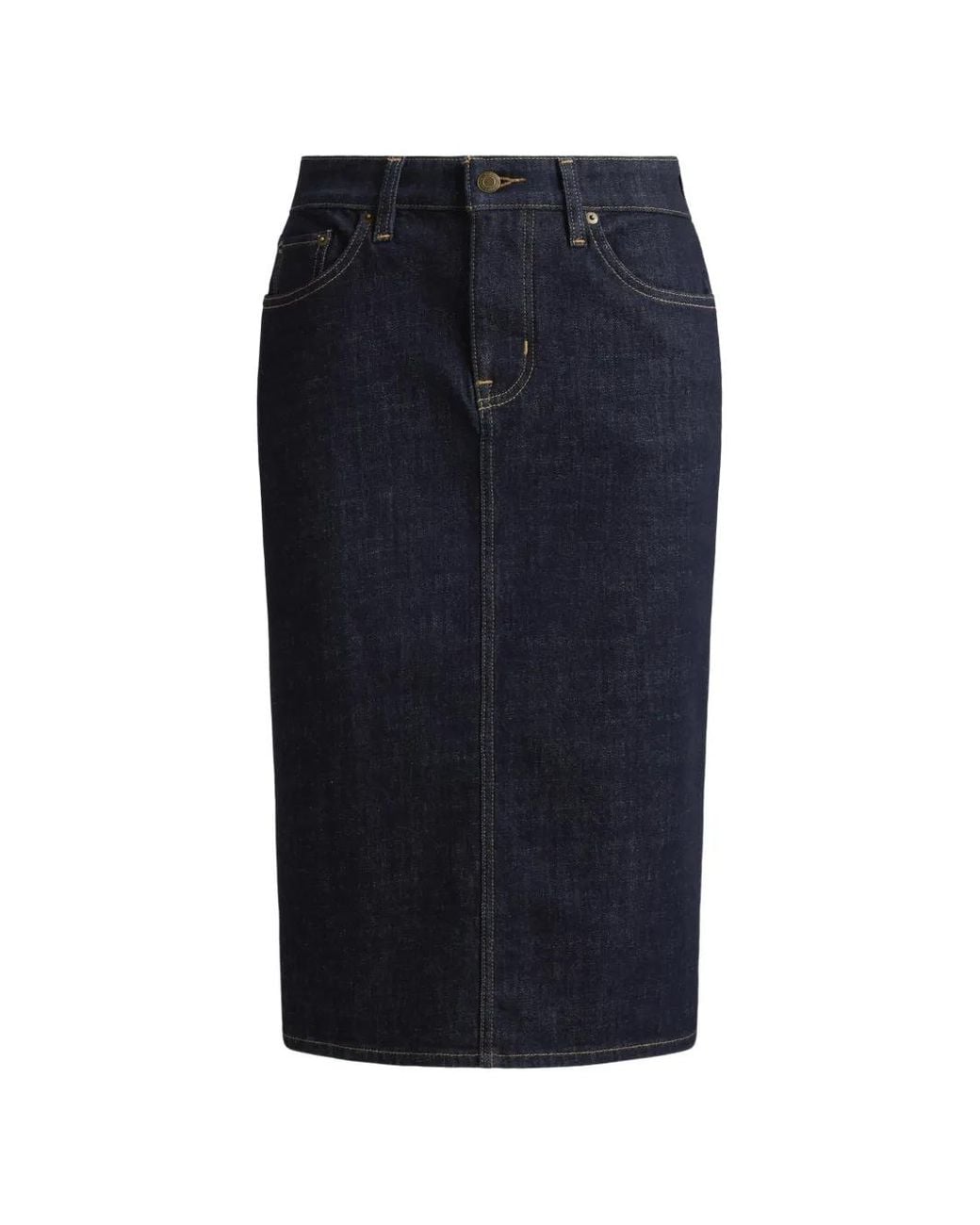 Ralph Lauren Blue Denim Pencil Midi Skirt