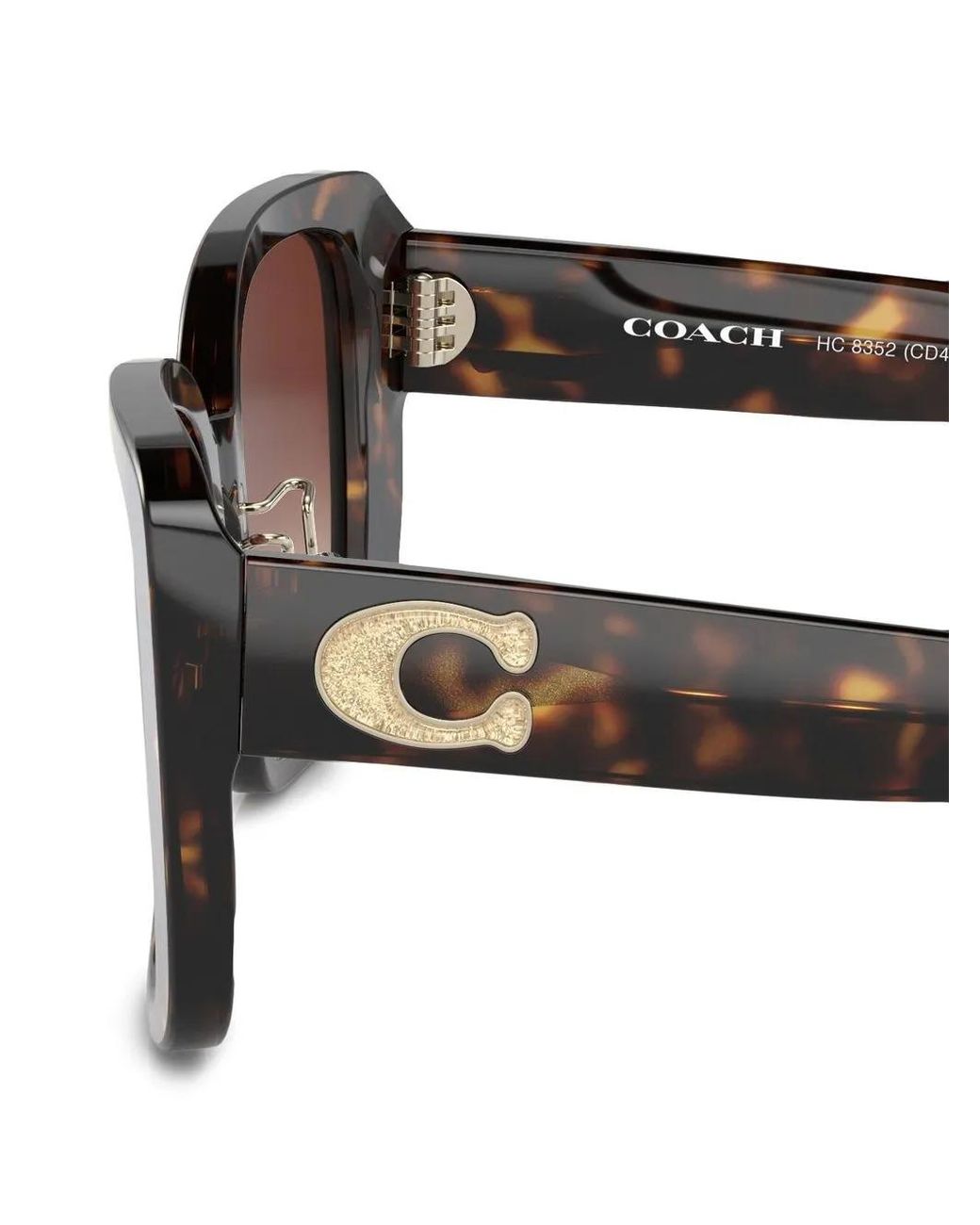 COACH Brown Tortoiseshell-Effect Square-Frame Sunglasses