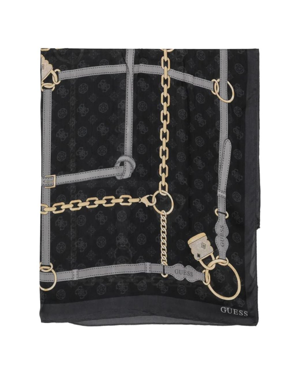 Guess Black Écharpe À Logo Imprimé