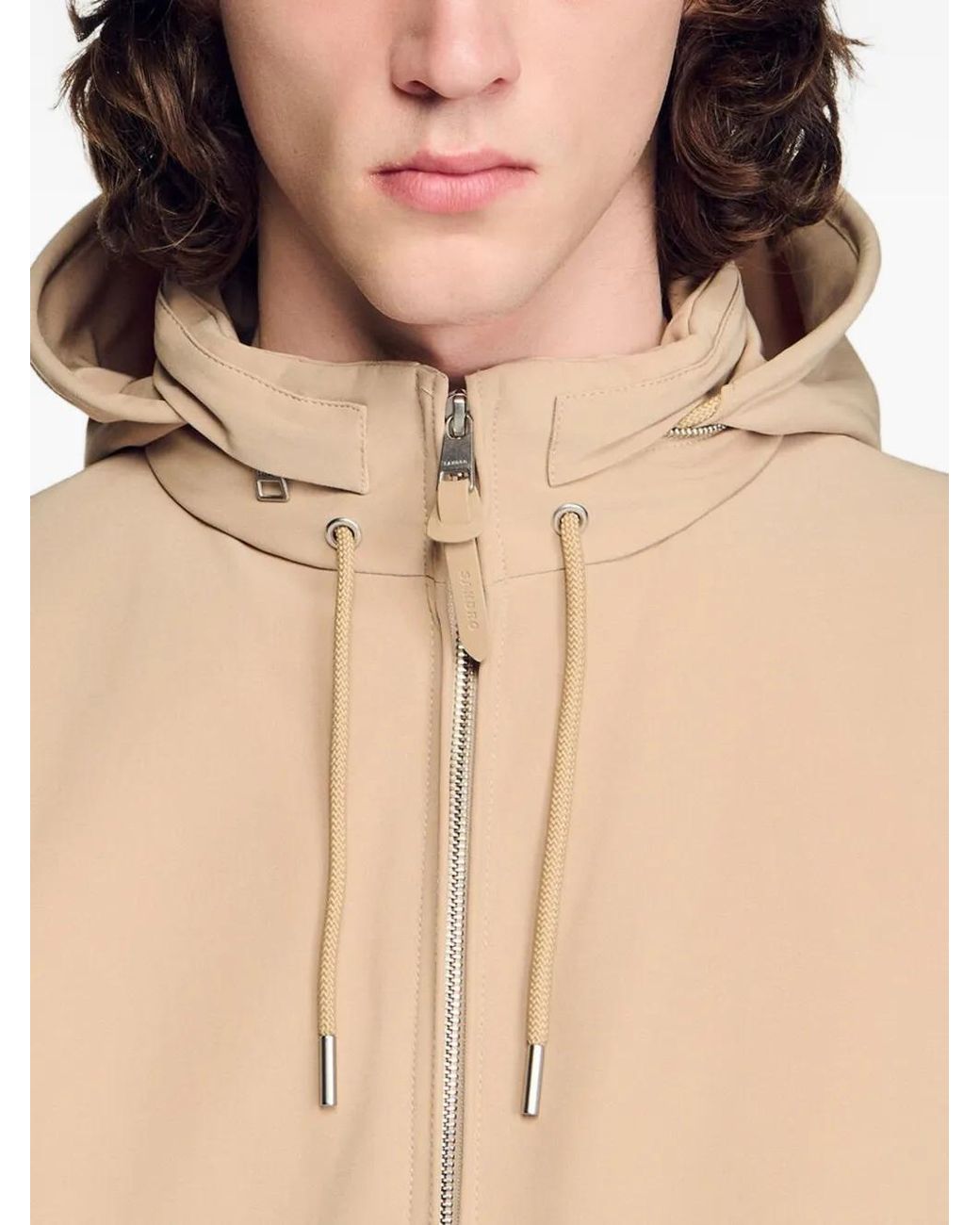 Sandro Natural Hooded Zip-Up Jacket for men