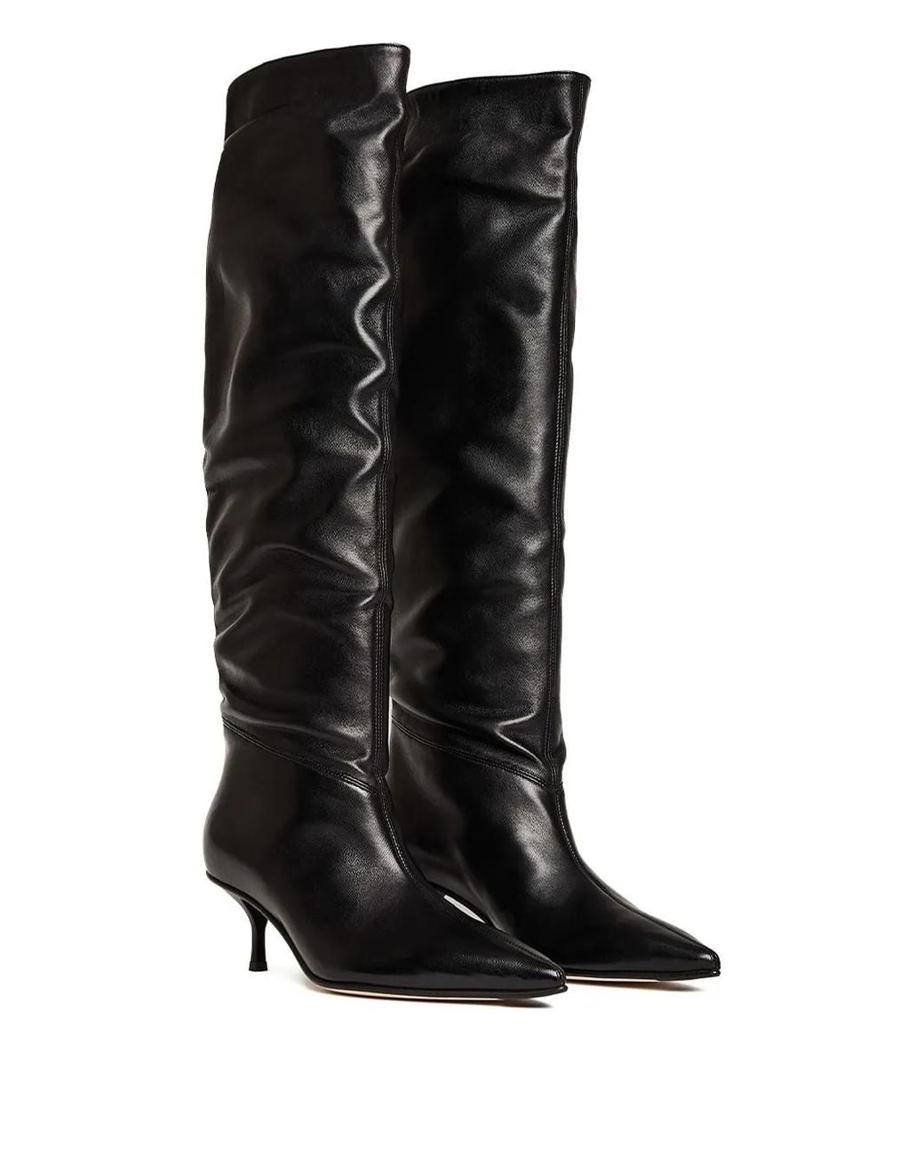 Scarosso Black Barbara Pointed-Toe Ruched Boots