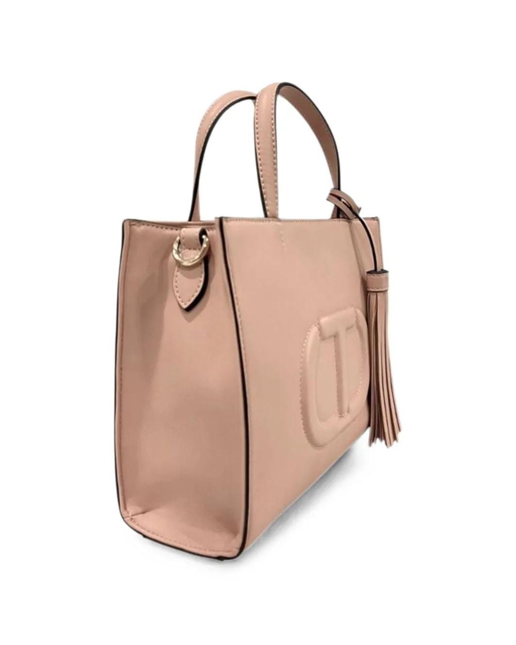 Twinset Pink Tassel-Detail Logo-Embossed Shoulder Bag