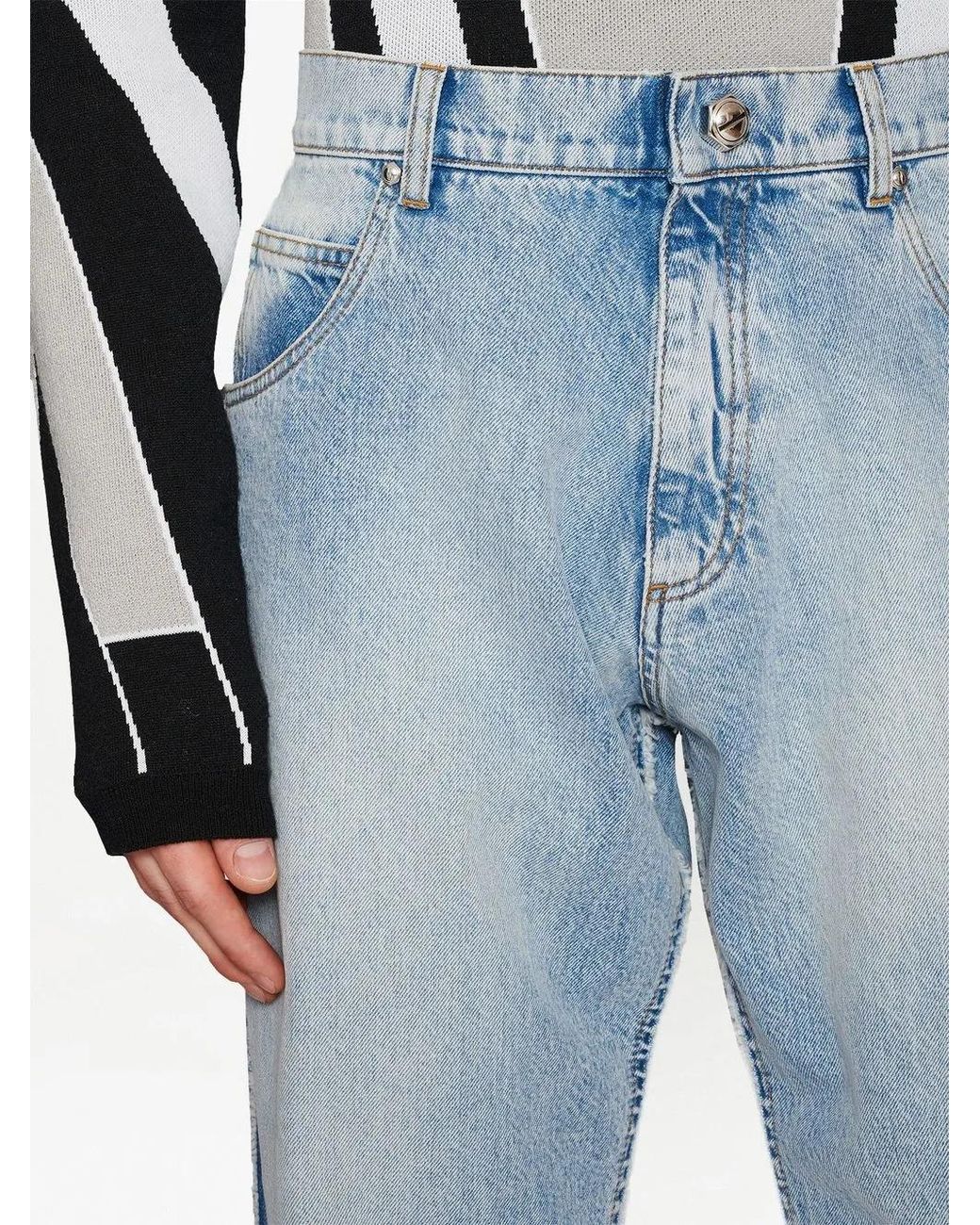 Balmain Blue Loose-Fit Straight-Leg Jeans for men