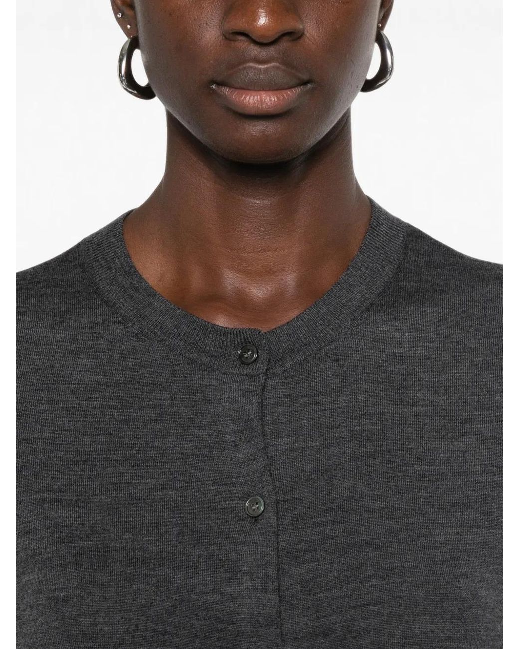 ELEH Black Button-Up Wool Cardigan
