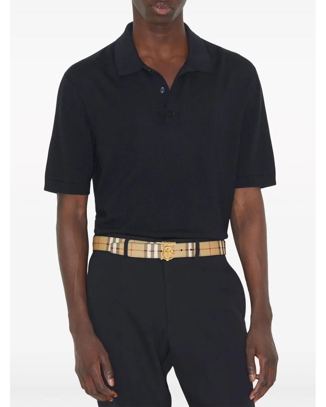 Burberry Black Reversible Check Tb Belt for men