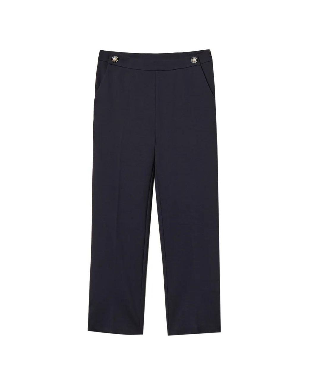 Twinset Blue Pantalon Cigarette Avec Décor