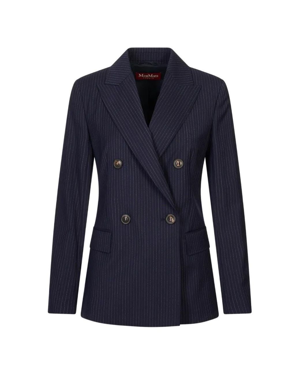Max Mara Blue Pinstripe Double-Breasted Blazer