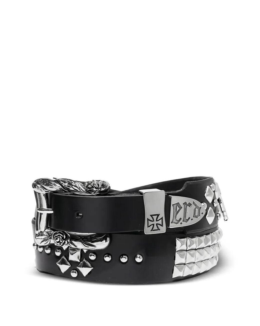 Enfants Riches Deprimes Black Gun Texas Serenade Studded Engraved-Buckle Belt for men