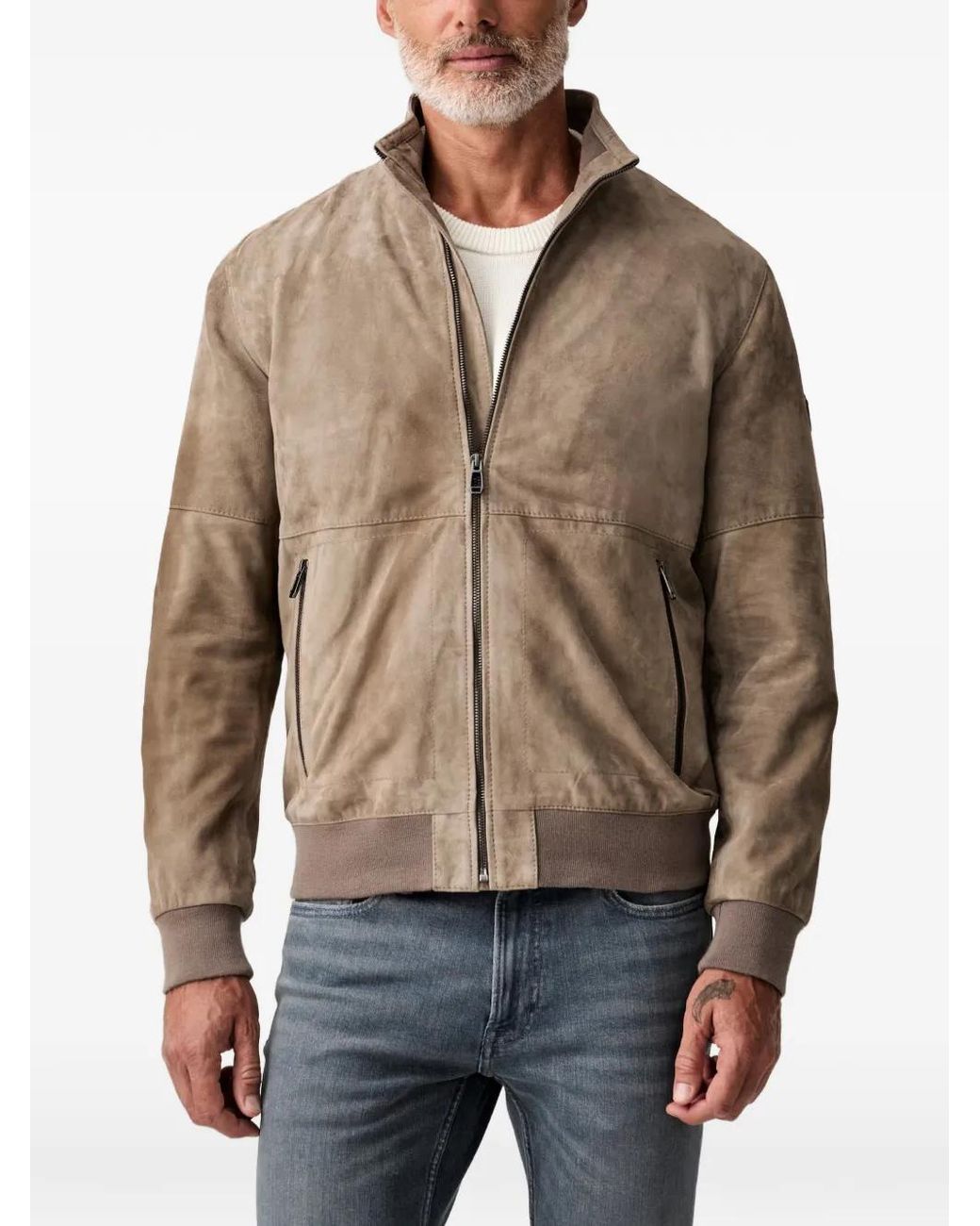 Joop! Brown Goat Suede Bomber Jacket for men