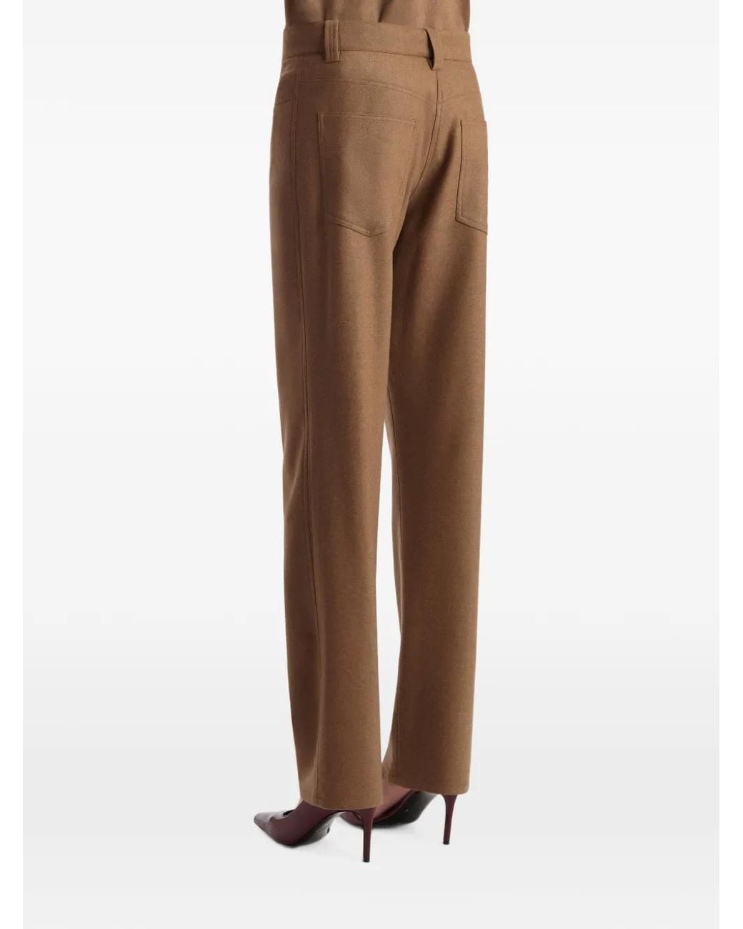 Khaite Natural Straight-Leg Wool-Blend Trousers