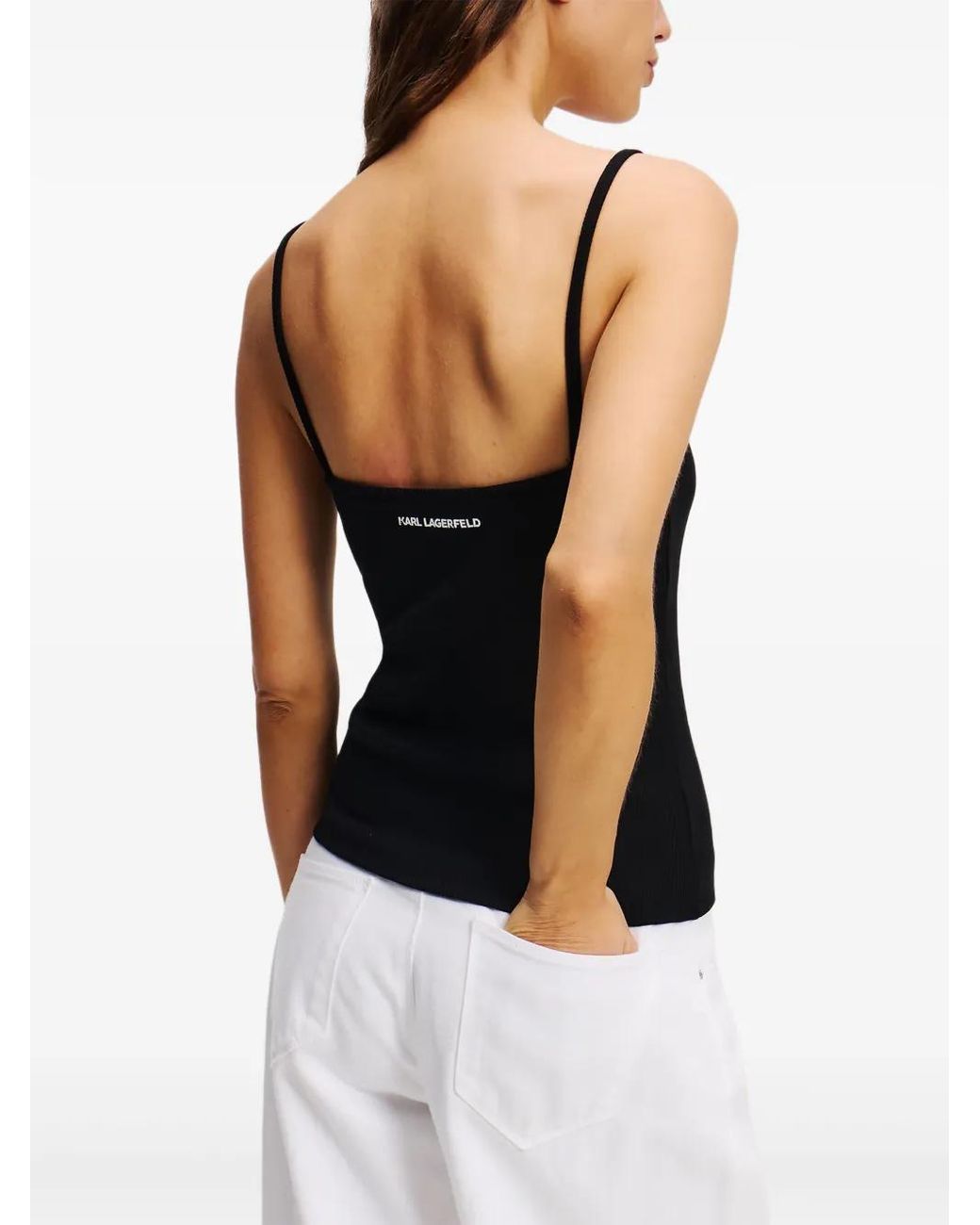 Karl Lagerfeld Black Logo-Patch Top