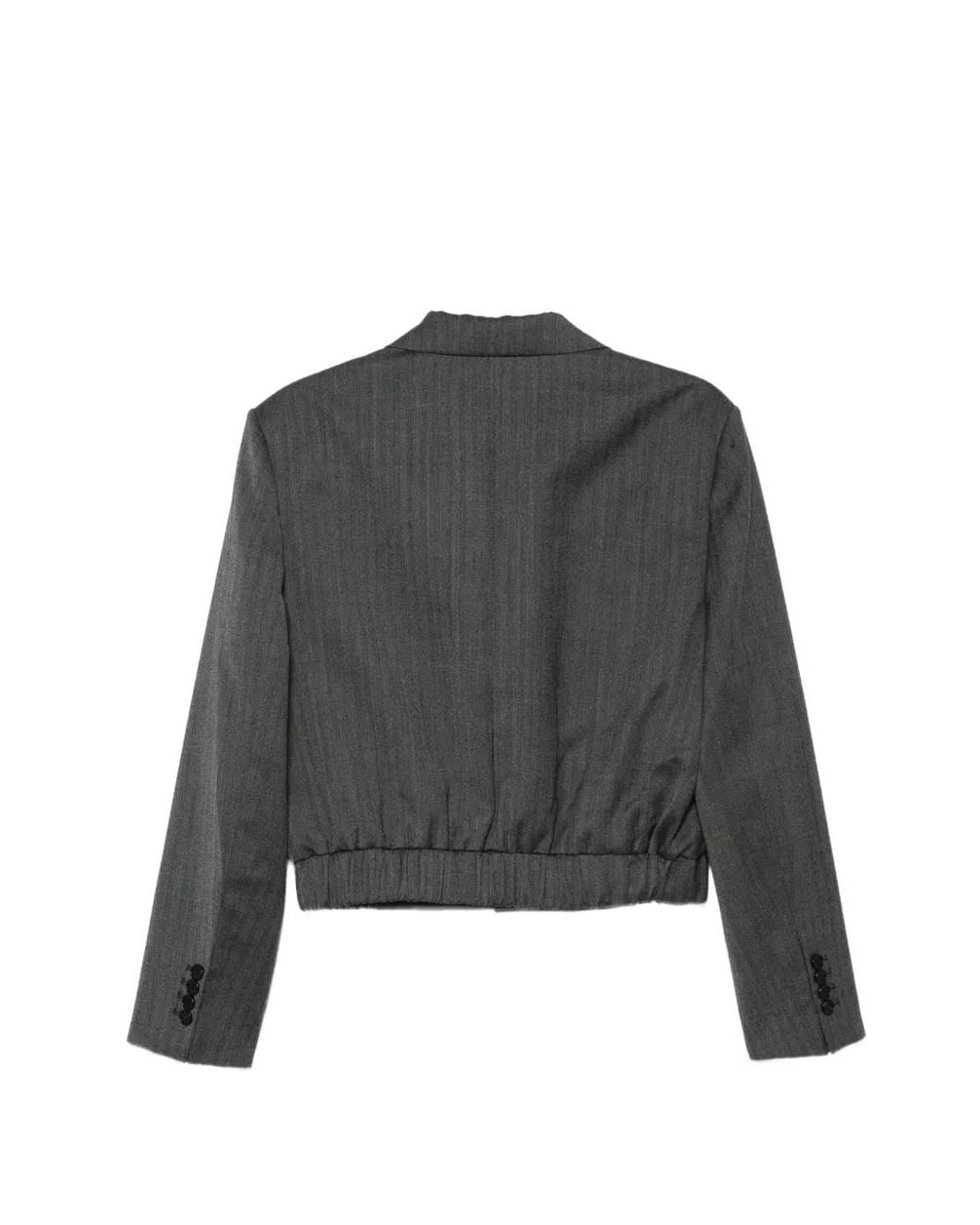 Juun.J Gray Herringbone-Pattern Cropped Jacket