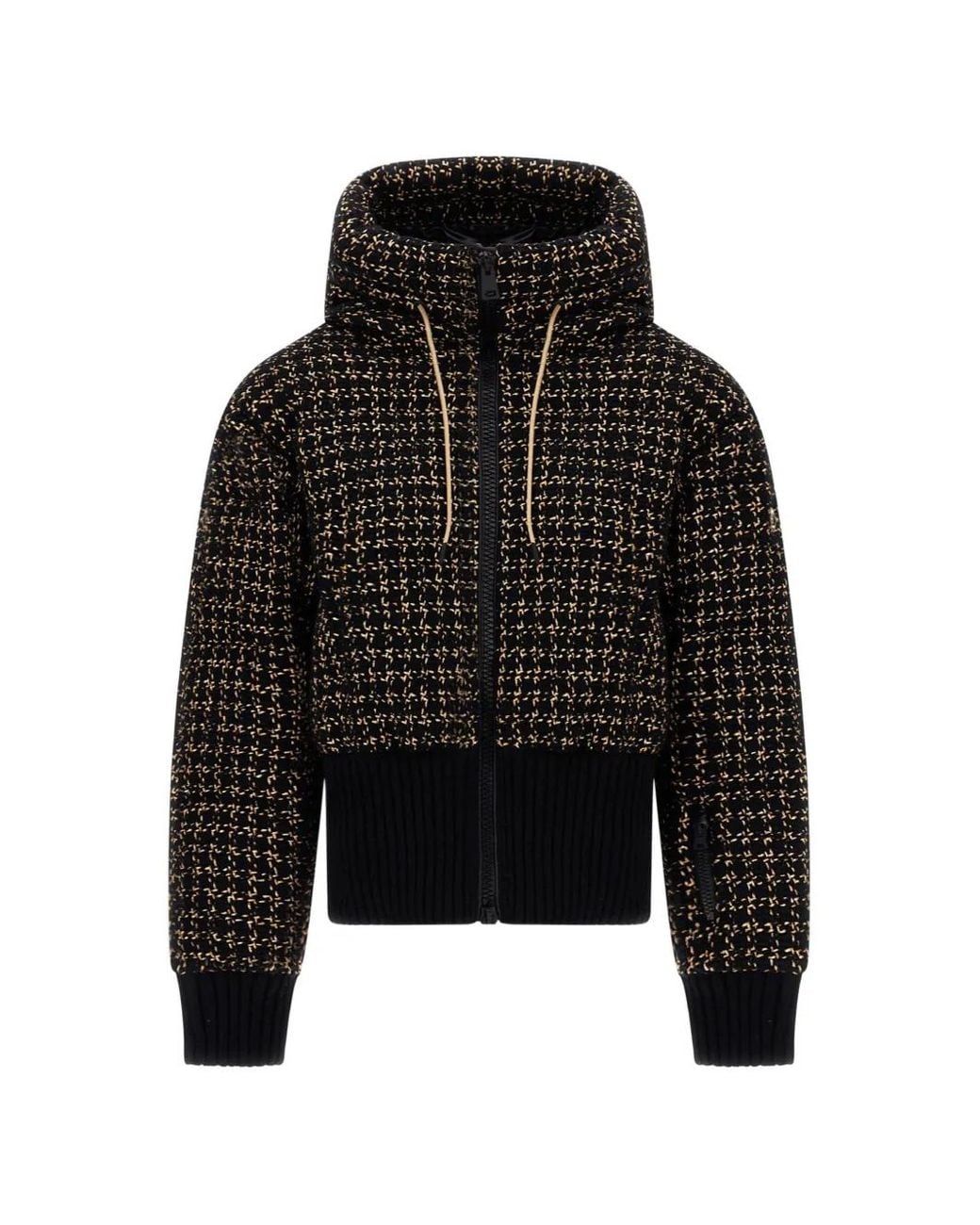 Herno Black Veste À Capuche En Maille Bouclée