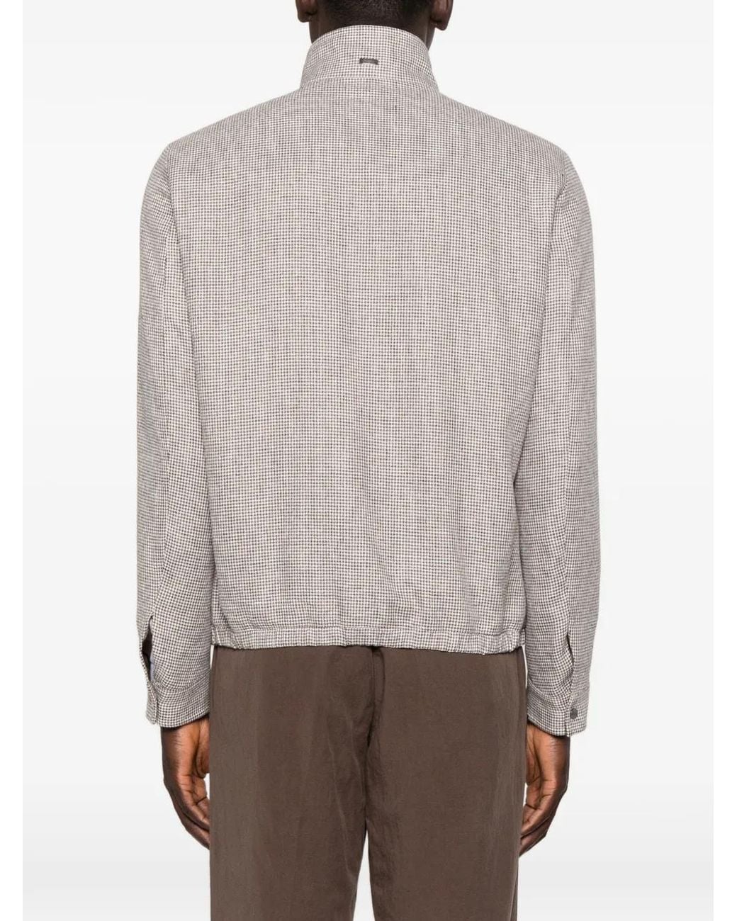 Herno Gray Houndstooth-Pattern Pocket Jacket for men