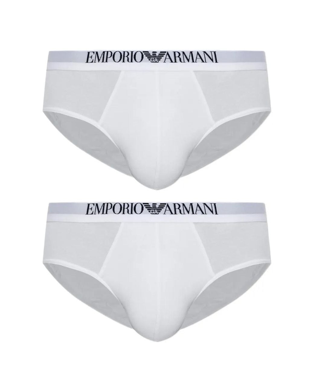 Emporio Armani White Logo-Waistband Briefs (Set Of Two) for men