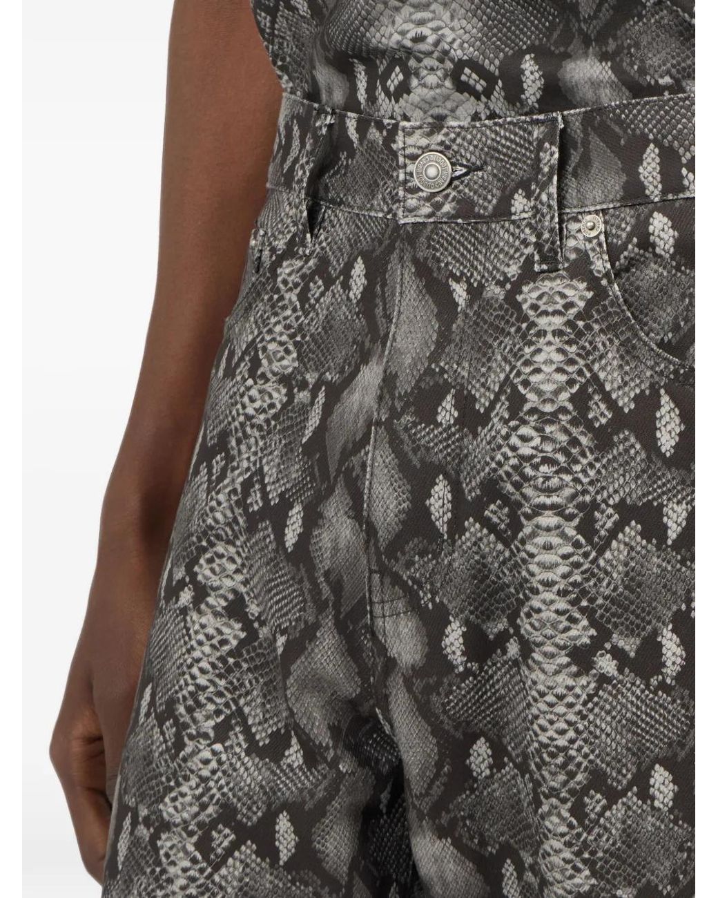 Roberto Cavalli Gray Python-Print Jeans for men