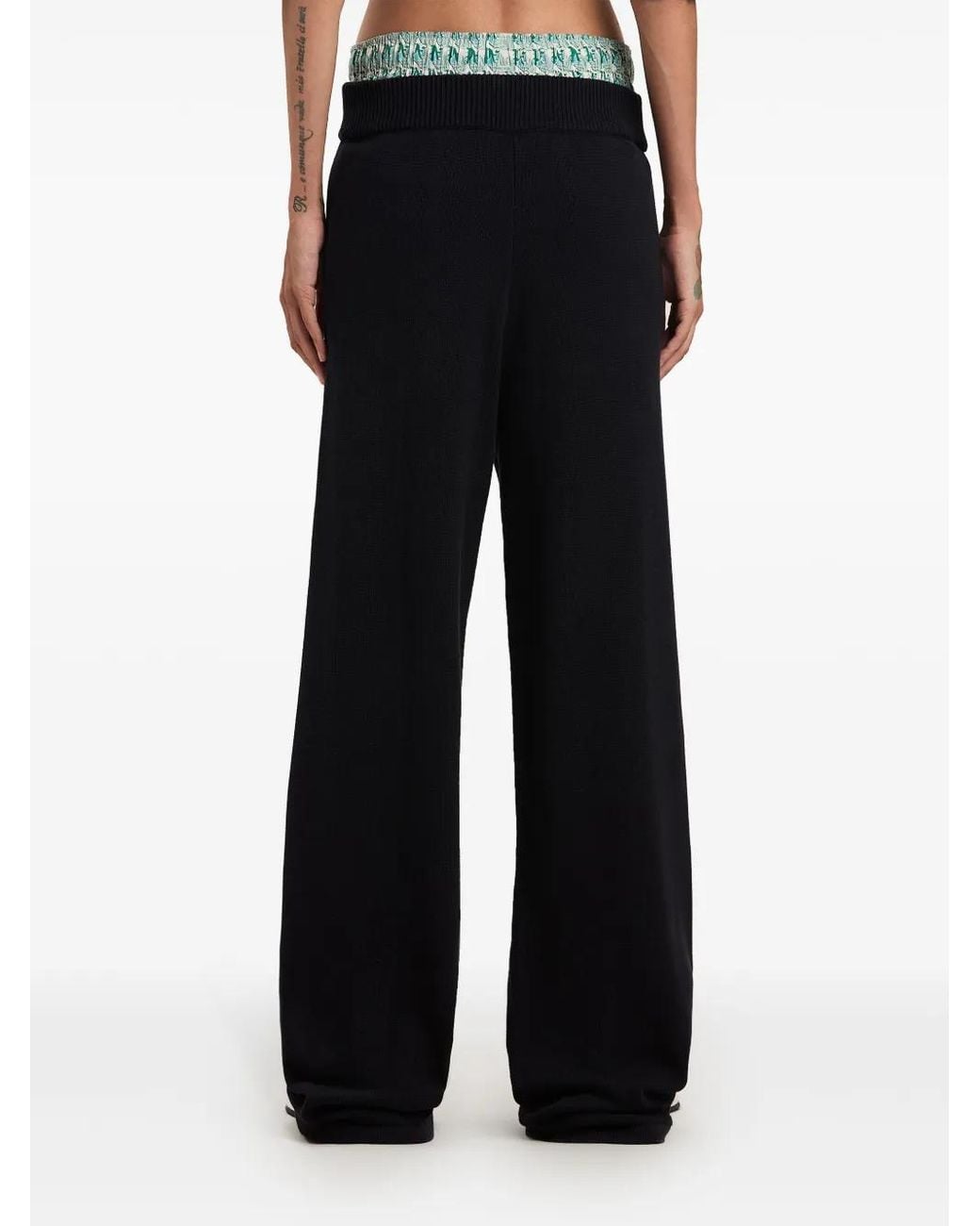 Palm Angels Blue Palm Tree Knitted Trousers