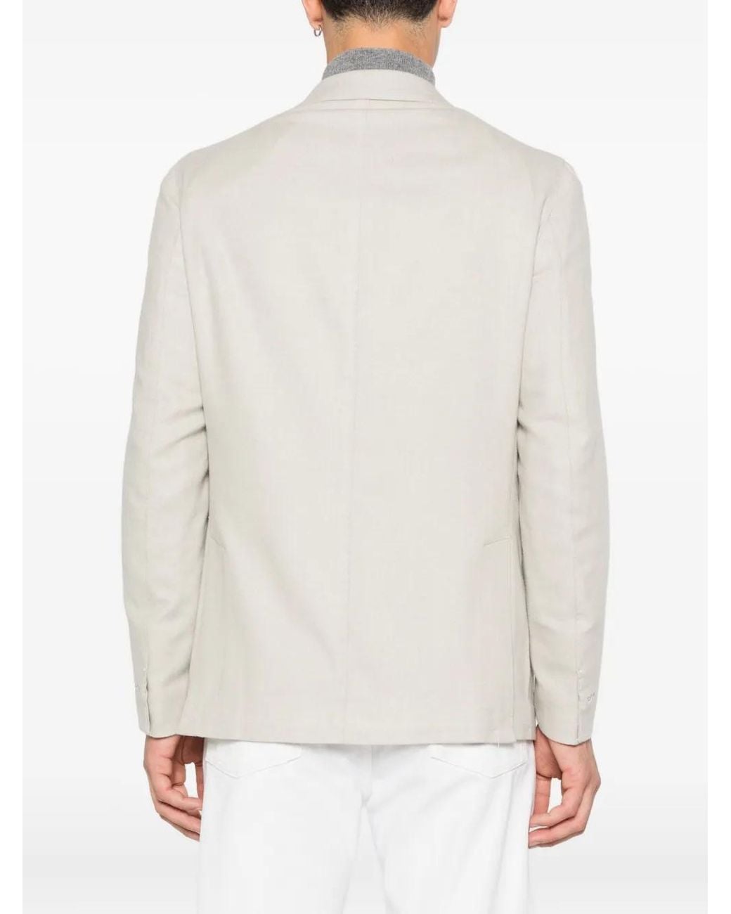 Eleventy White Single-Breasted Patch-Pocket Blazer for men