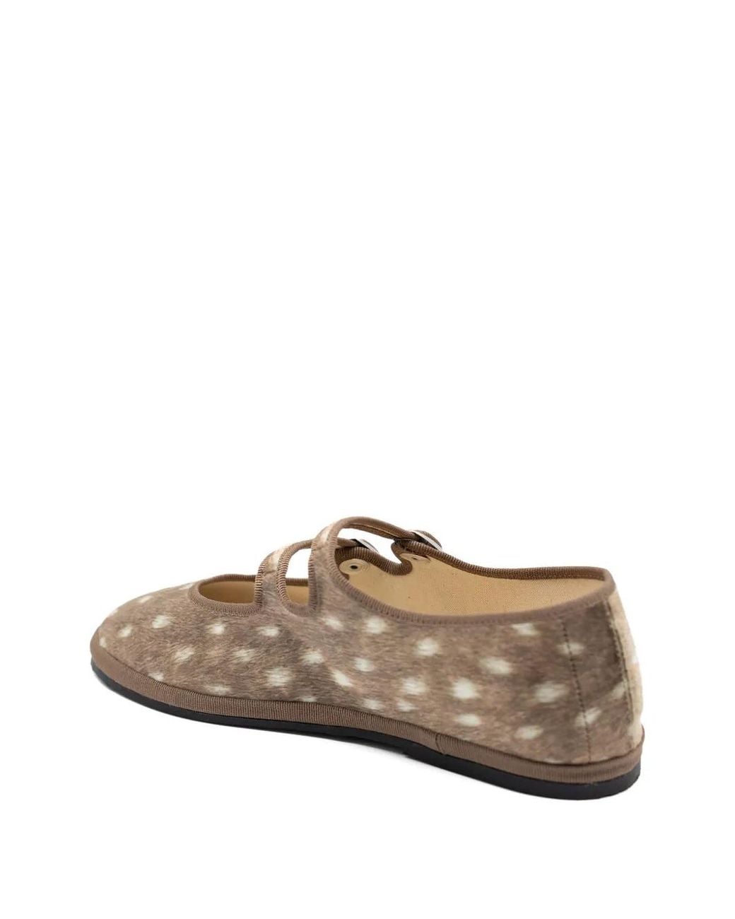 Gondolina White Deer-Print Double-Strap Ballet Flats