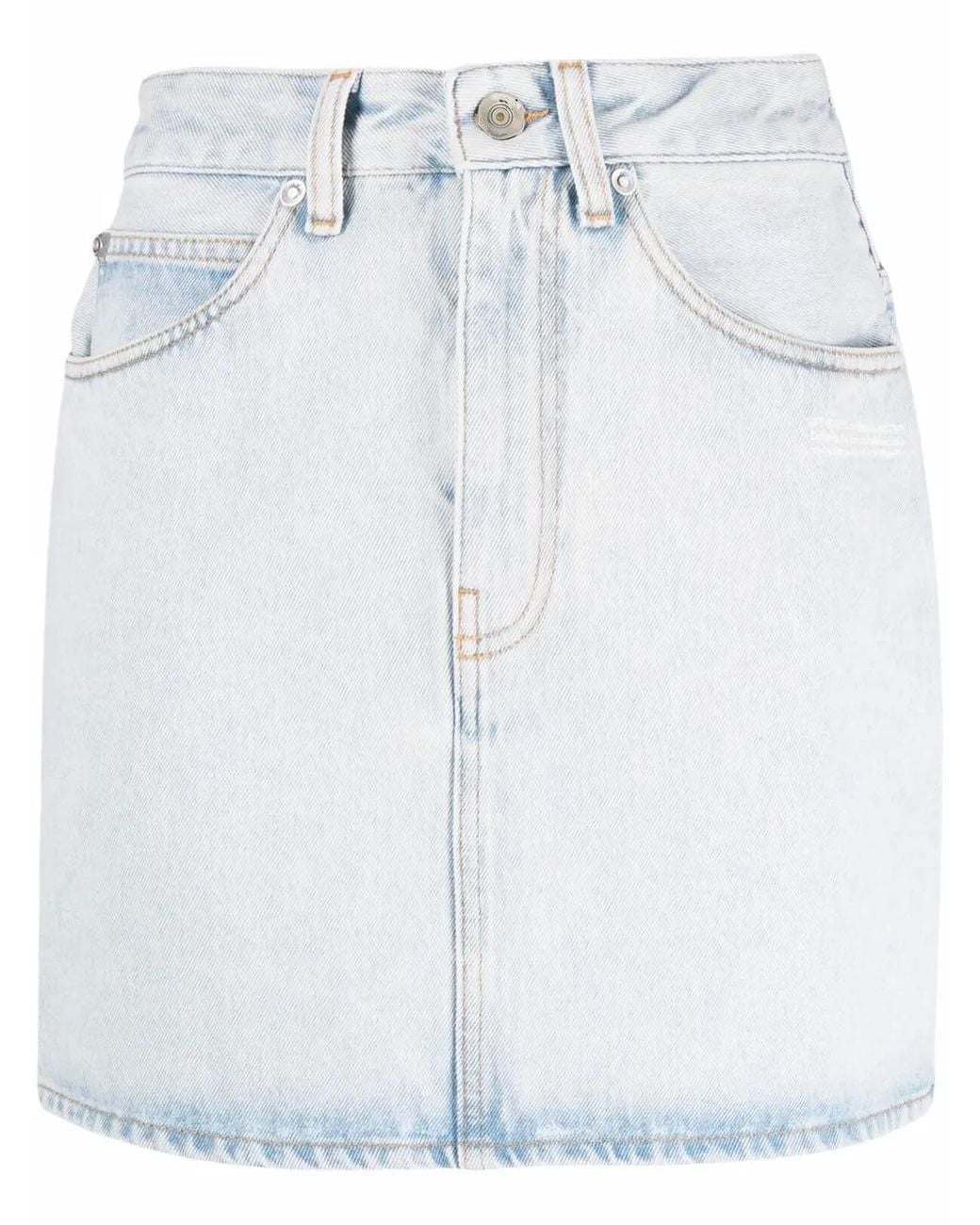 Off-White c/o Virgil Abloh White Logo-Print Denim Skirt