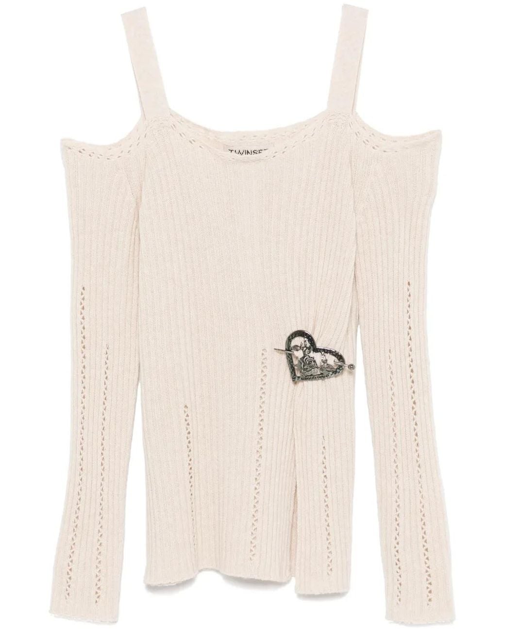 Twinset Natural Brooch-Detail Top