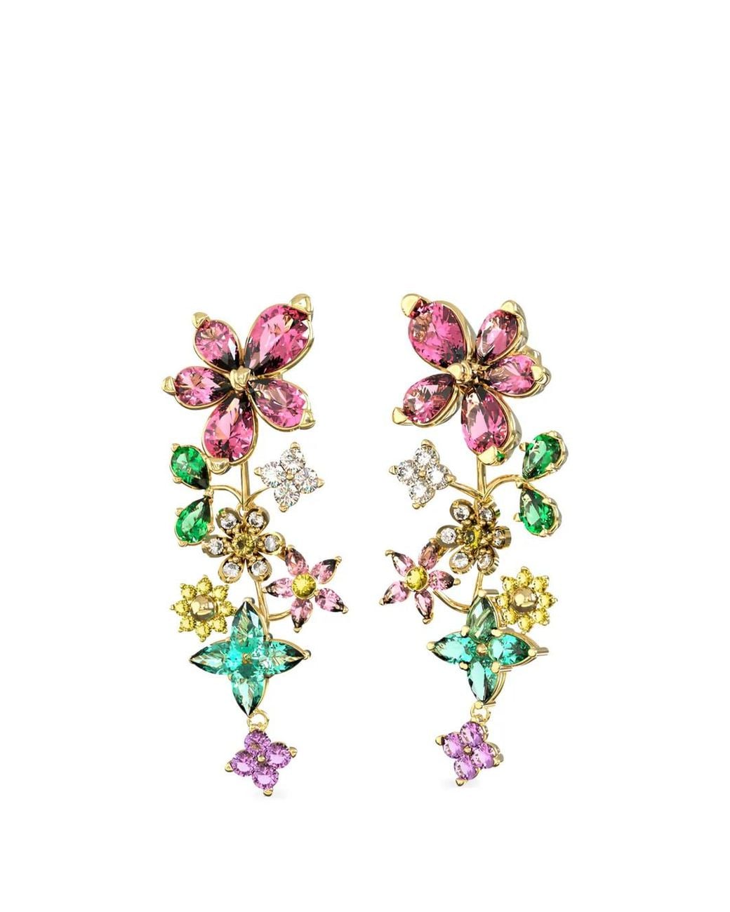 Guess White 44Mm Multi-Flowers Pendants Earrings