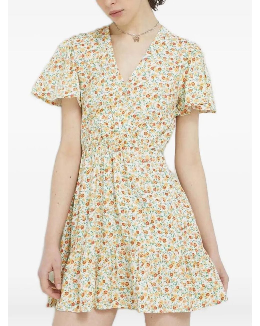 Billabong Natural Floral-Print A-Line Mini Dress