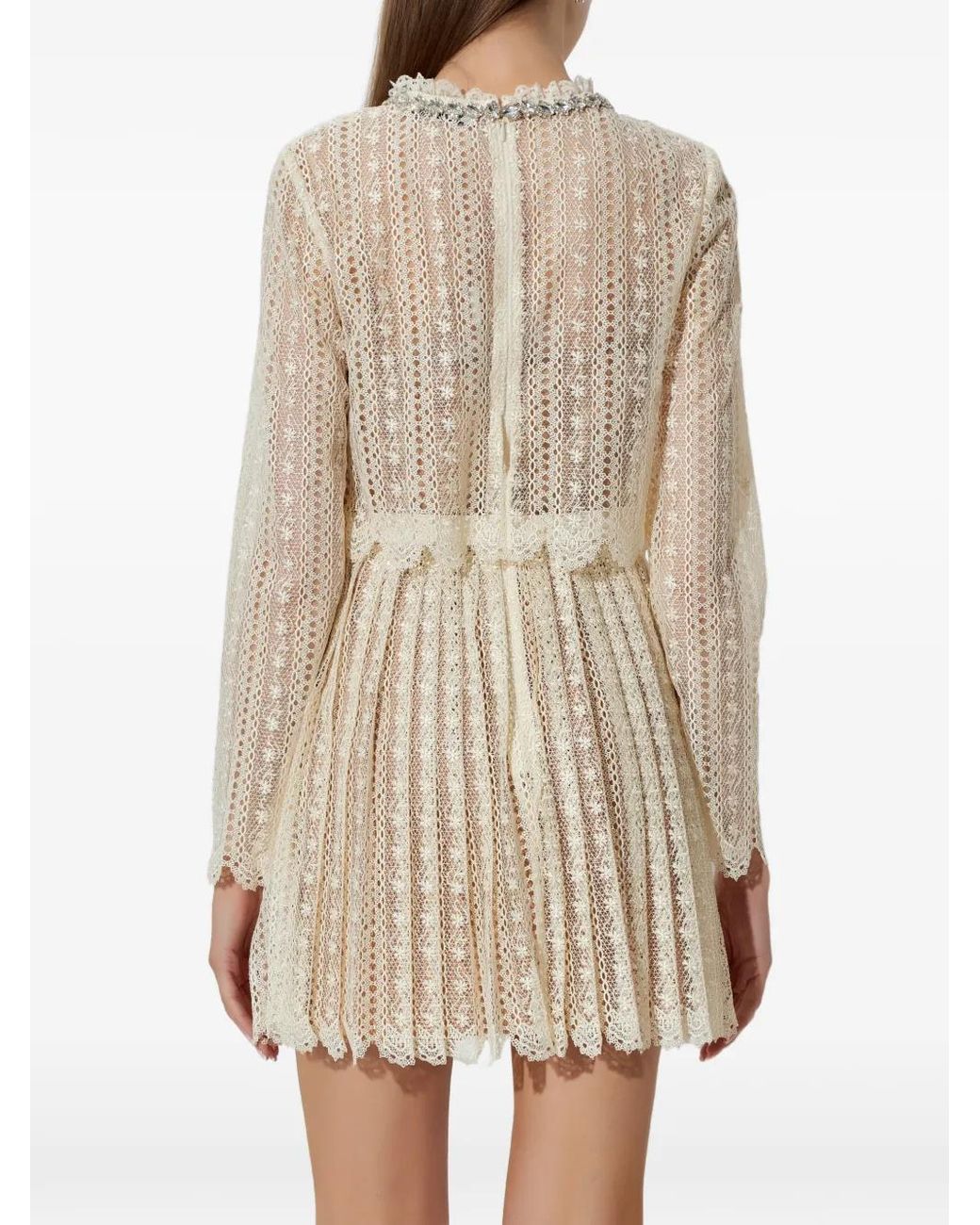 Self-Portrait Natural Lace Embellished Maxi Dress