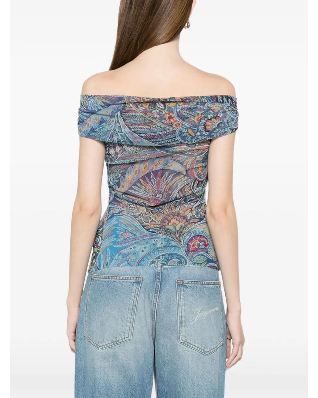Etro Blue Straight Neck Top