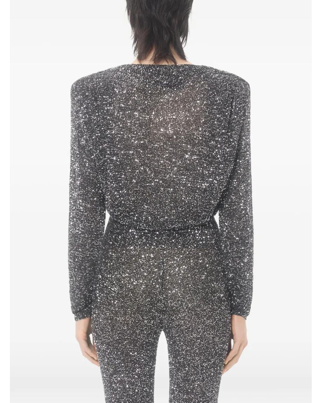 Valentino Garavani Gray Sequin Thread Jumper
