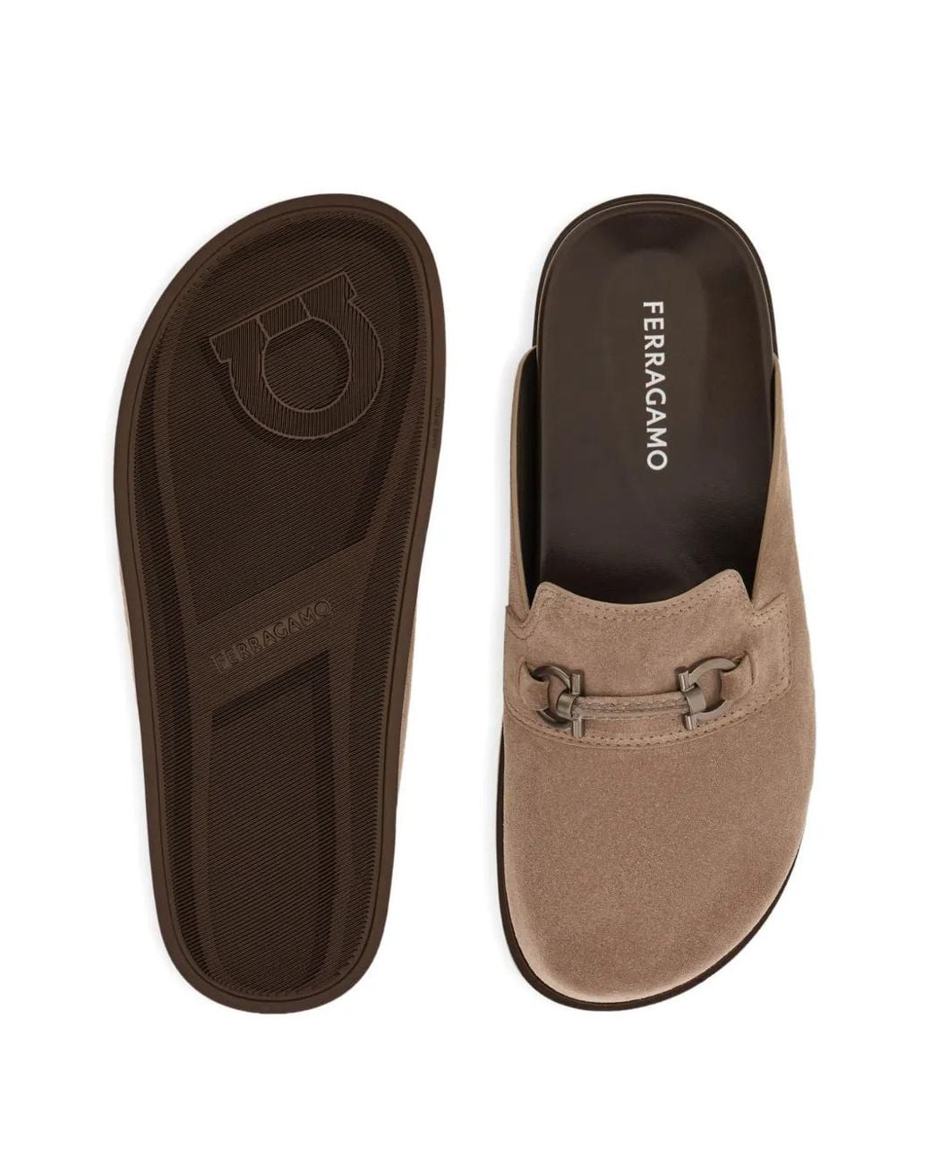 Ferragamo Natural Gancini Ornament Mules for men