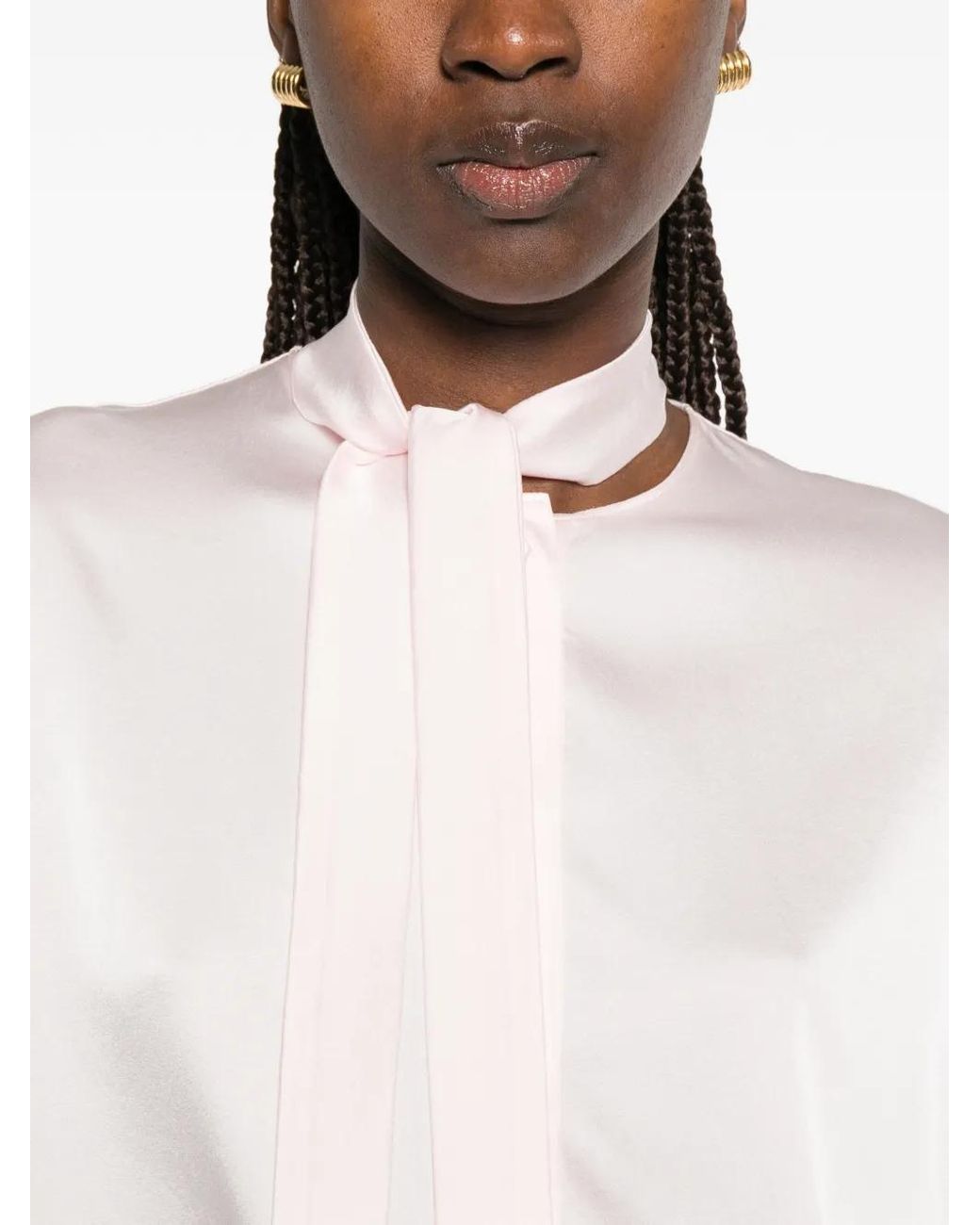 Forte_forte Pink Pussy-Bow Collar Shirt