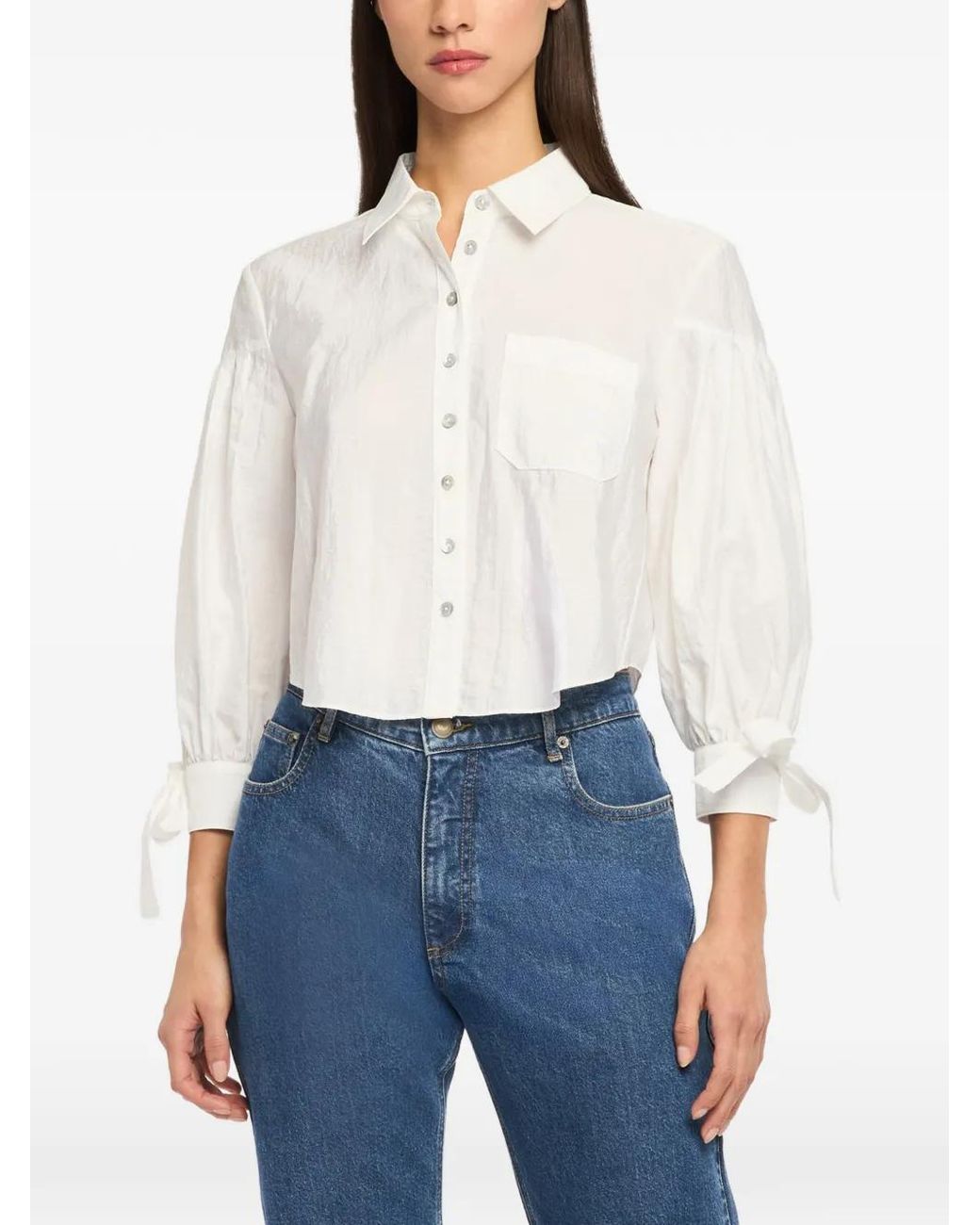Cinq À Sept White Finch Bow Sleeve Shirt