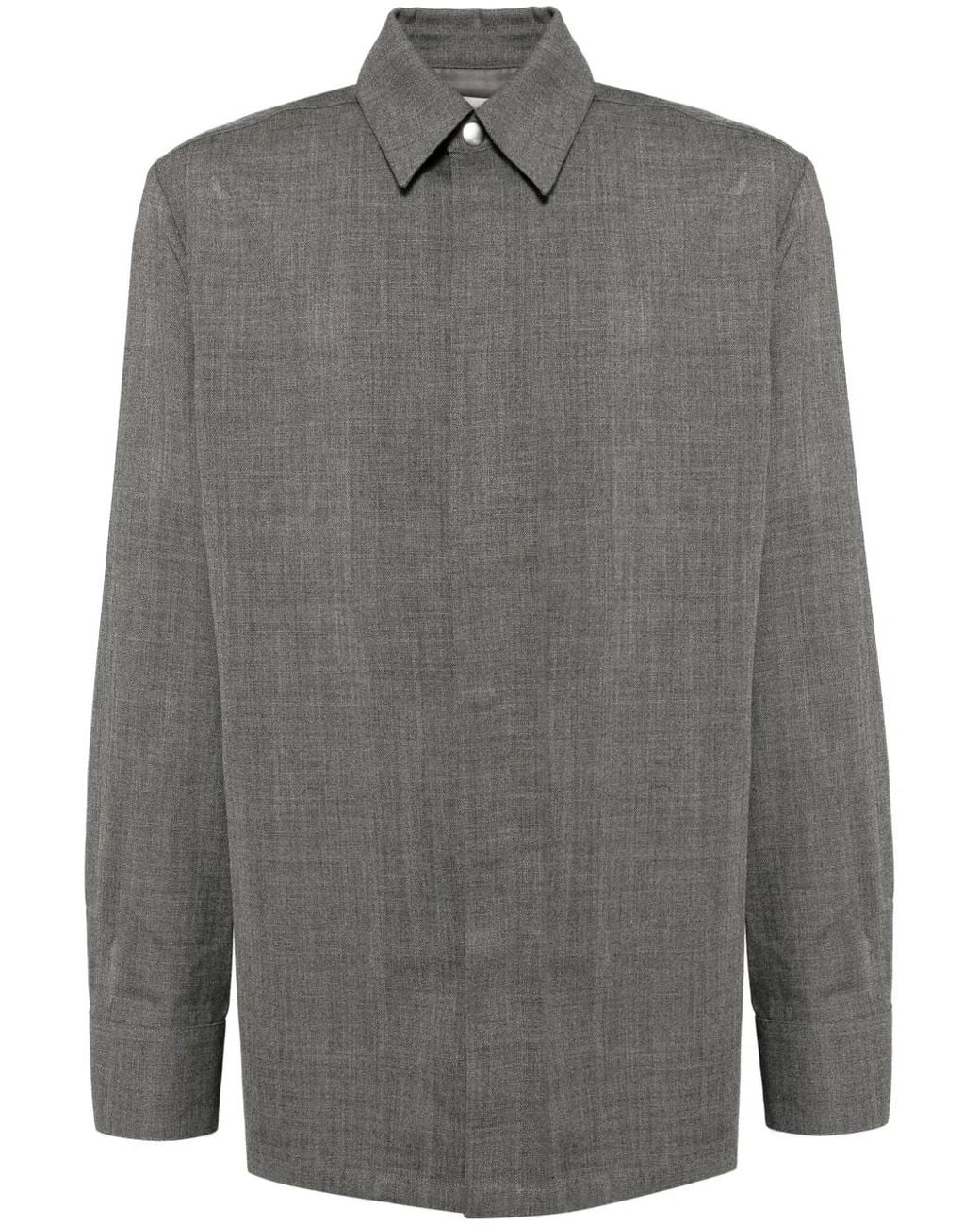 Jil Sander Gray Felted Wool Flannel Shirt for men