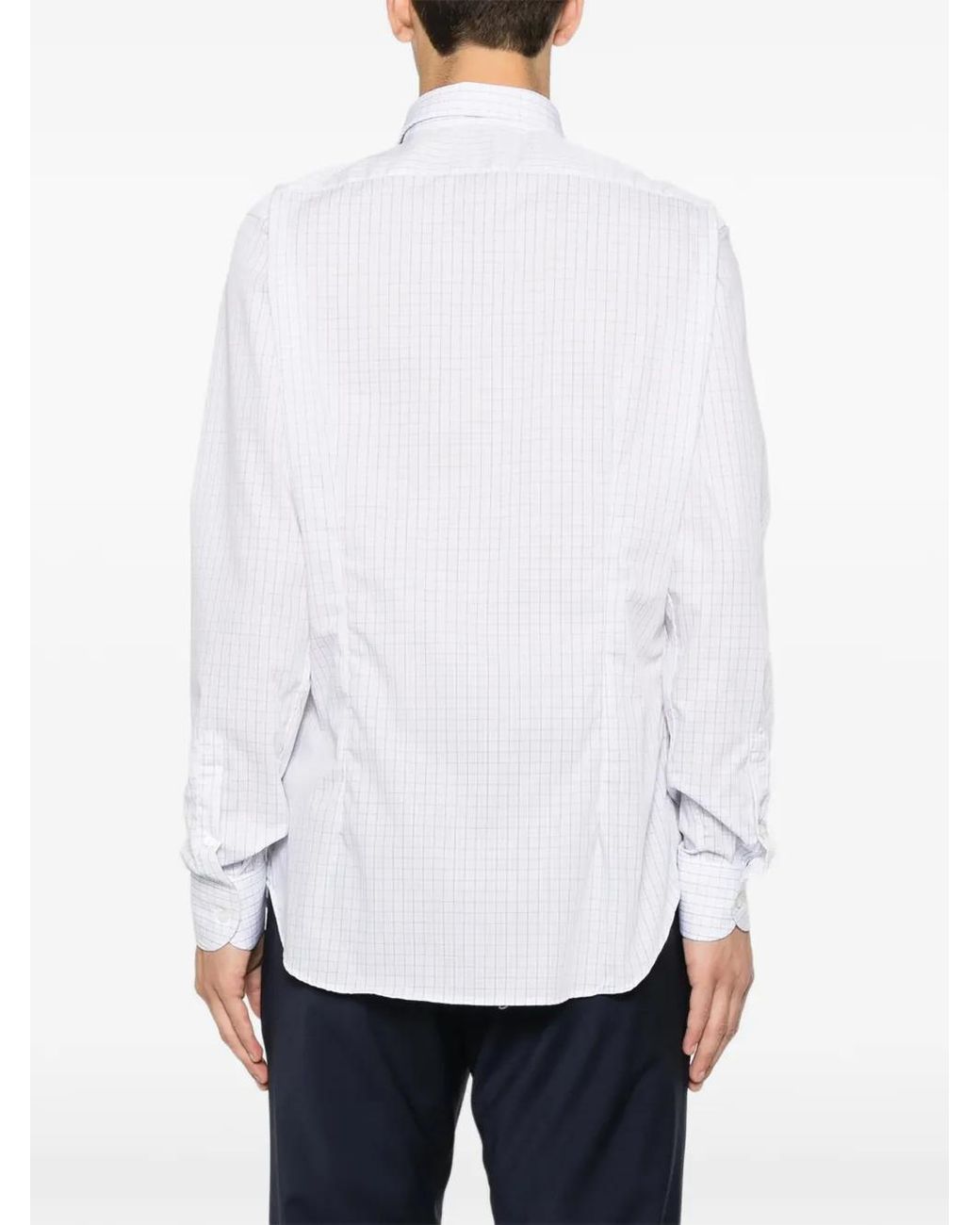 VELA SHOP White Checked Long-Sleeve Shirt for men