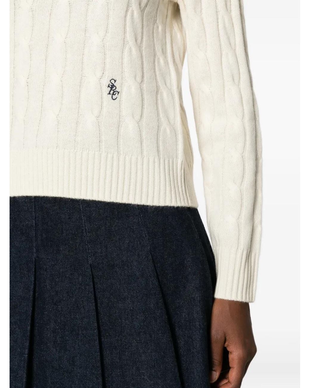 Sporty & Rich Natural Cable-Knit Sweater