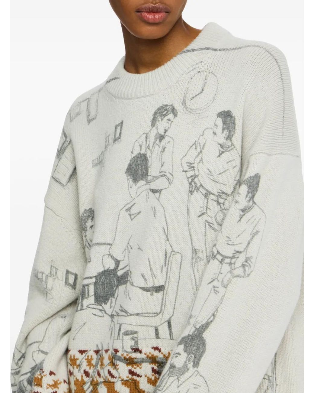 J.W. Anderson White Illustration-Pattern Jumper