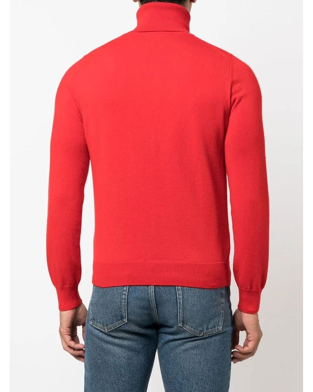 Malo Red Cashmere Roll-Neck Jumper for men