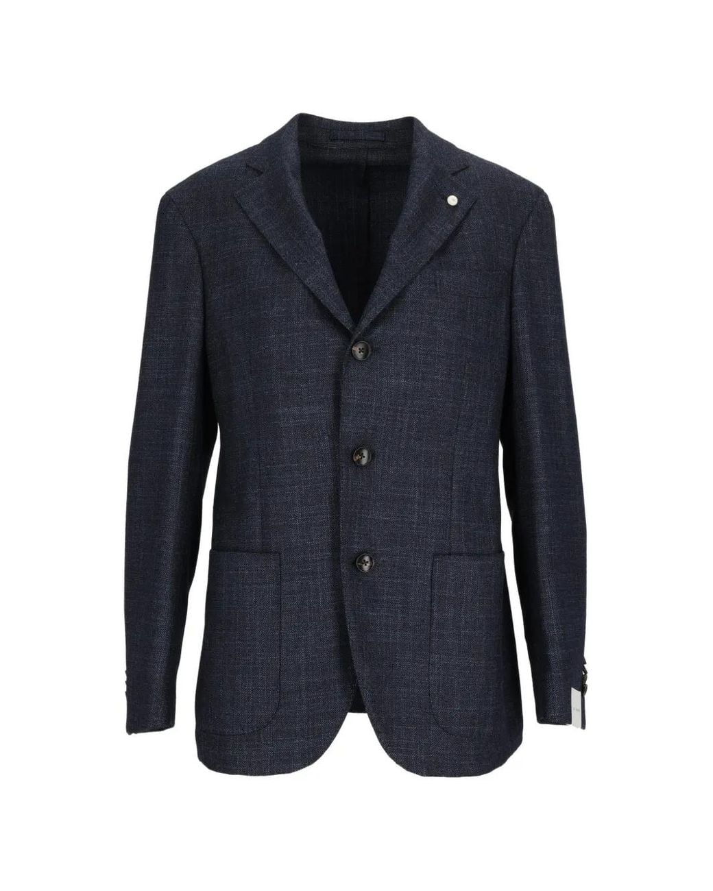 Luigi Bianchi Blue Check-Pattern Notched-Lapel Blazer for men