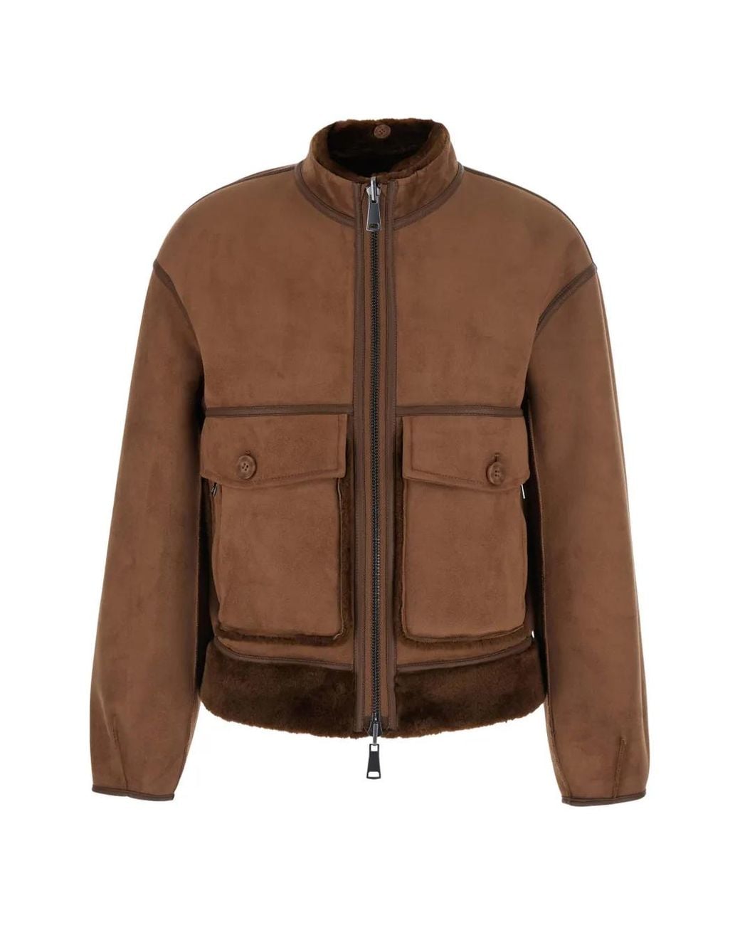 Urbancode Brown Fringe-Detail Reversible Coat