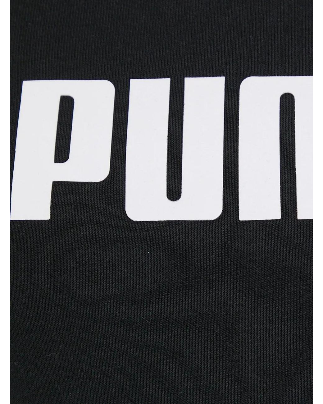 PUMA Black Logo-Print Pouch-Pocket Hoodie