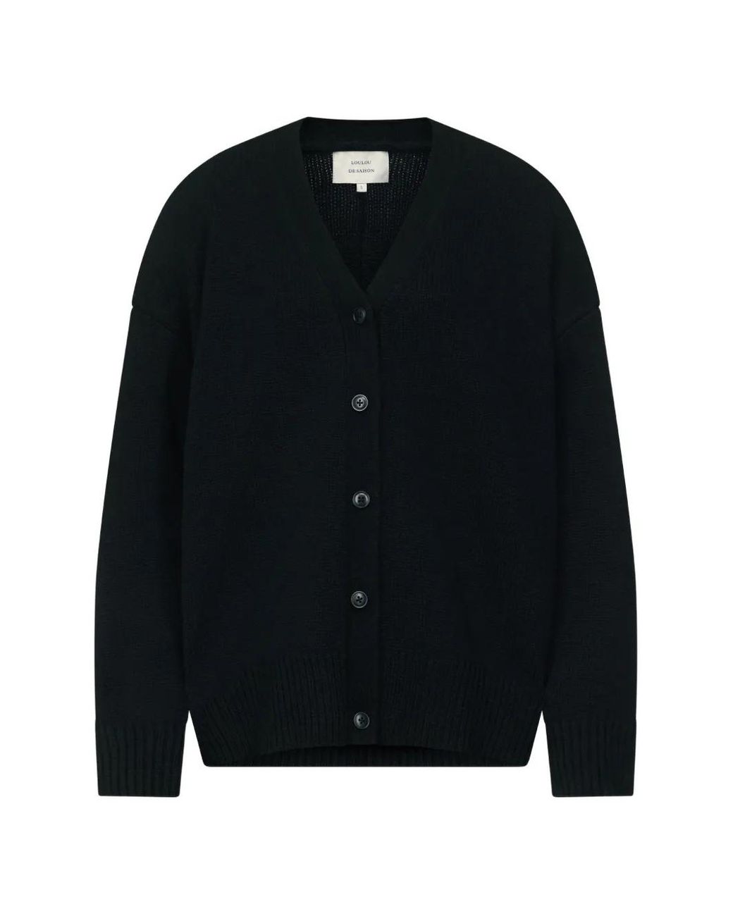 Loulou de Saison Black Duca V-Neck Oversized Cardigan