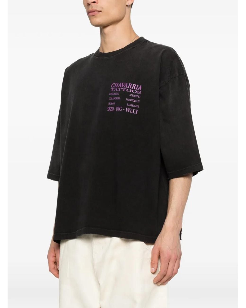 Willy Chavarria Black Graphic T-Shirt for men